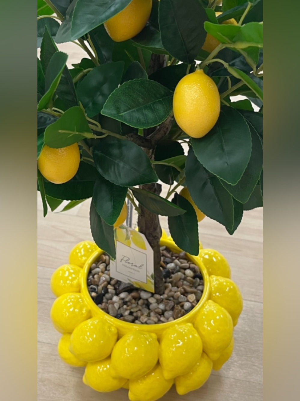 Yellow Lemon Tree Decorative Planter - Home Accents